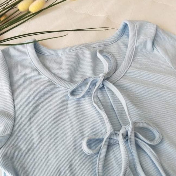 SOLD! Baby Blue Tie Up Tee - Picture 3 of 3